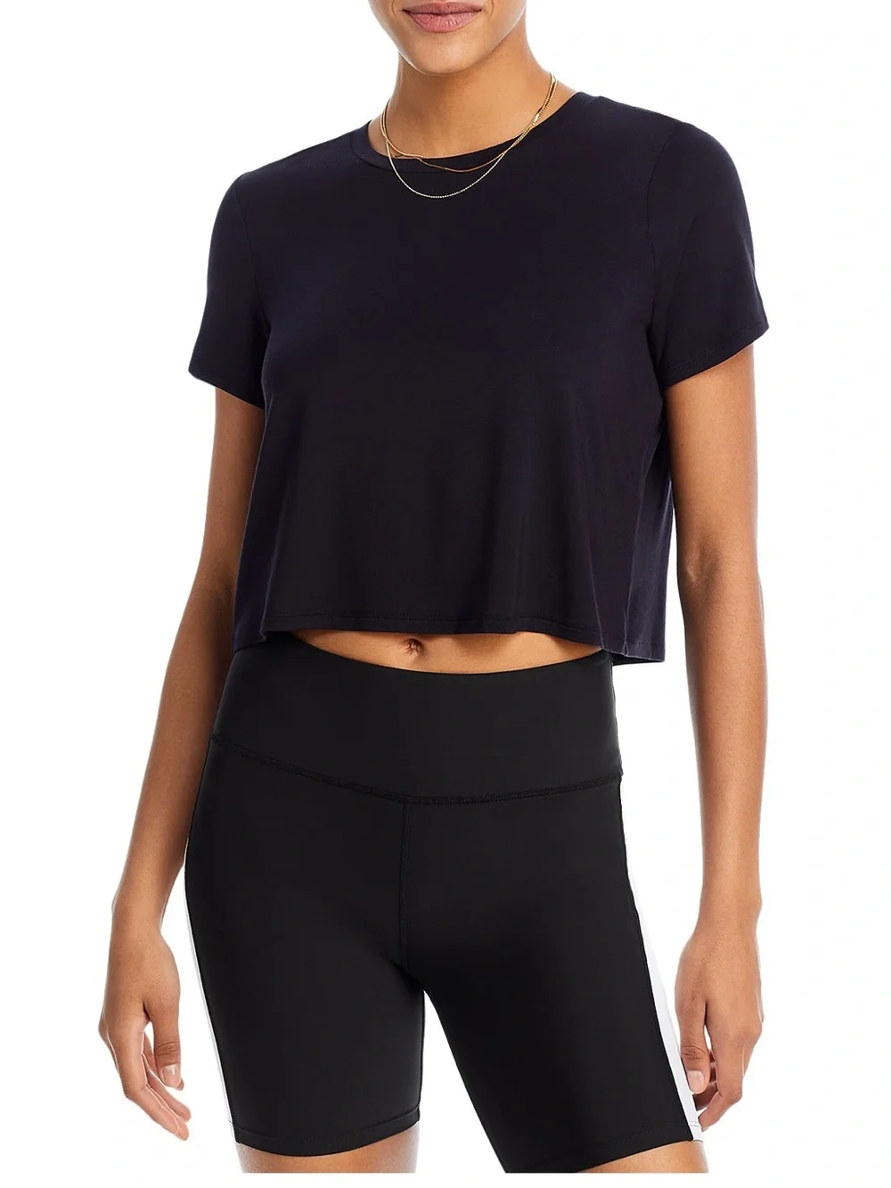 Alo Yoga Cropped All Day Short Sleeve Cropped Tee Black S
